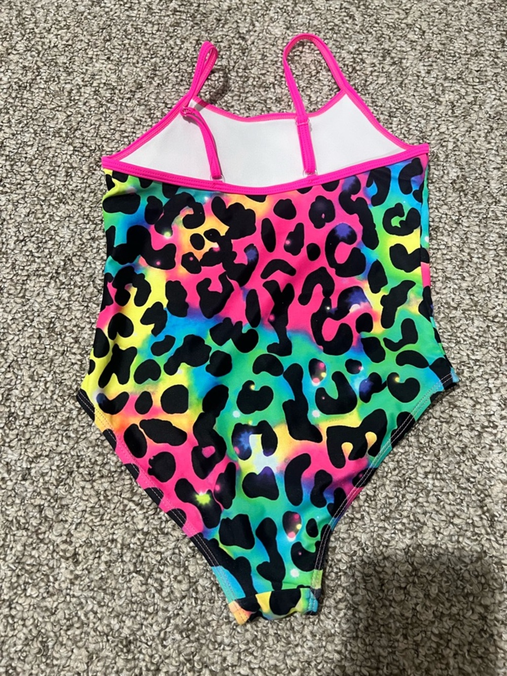 Girls Swimsuit Bundle 7-8Y One Piece Pink Leopard + Rainbow Leopard - Picture 7 of 7